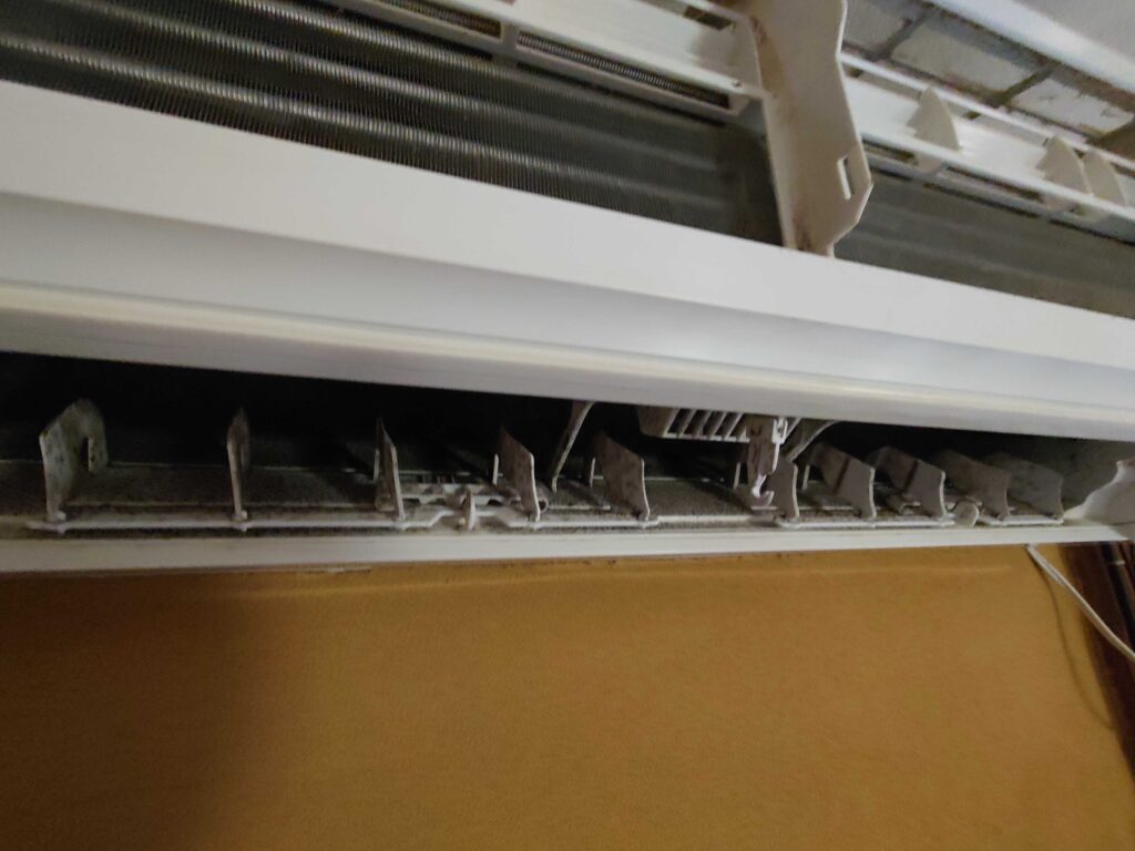 エアコン洗浄する前の、エアコン内部の様子